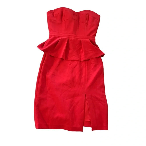 BCBGMaxazria Size 0 Womens Red Sleeveless Penelope Peplum Dress - Picture 1 of 4